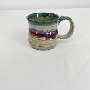 Handcrafted‎ Artisan  Ceramic Mug With Colorful Glaze Artist Signed